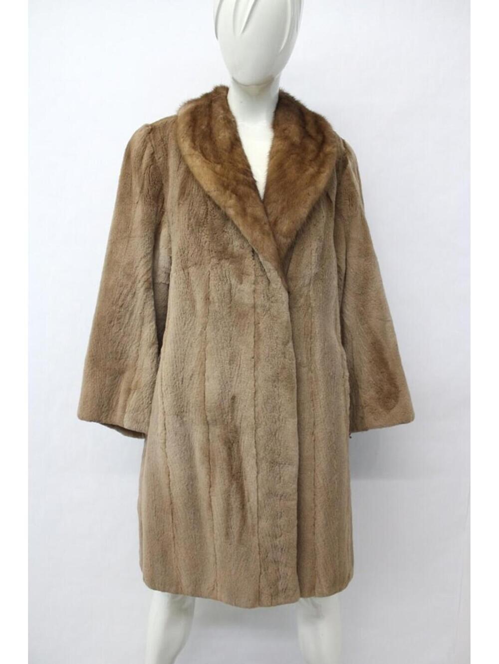 Excellent Canadian Sheared Pastel Mink Fur Coat Jacket Women Woman Size 8 Medium